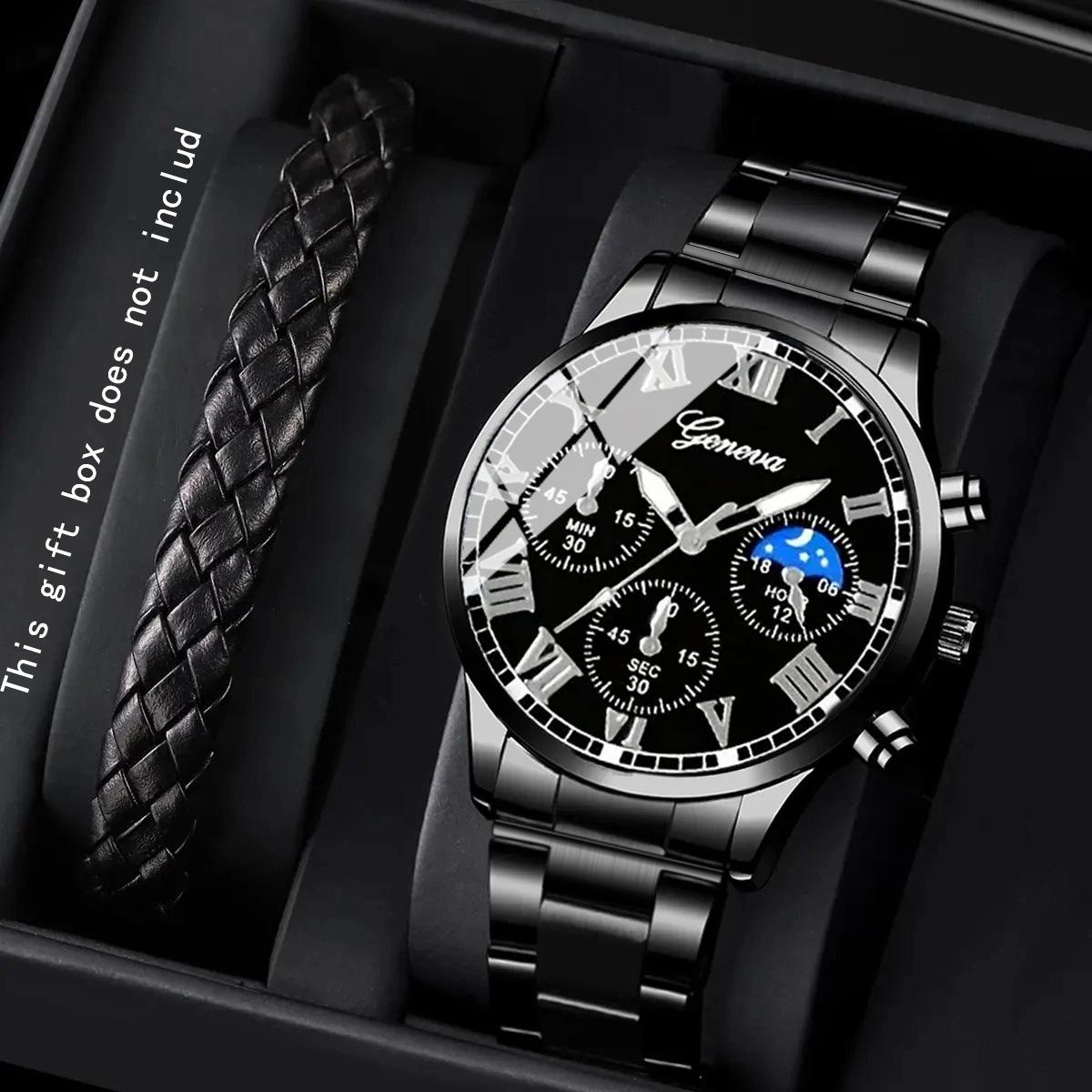 2-Piece Watch Men S Watch Steel Belt Watch Quartz Watch Sports Men S Watch Watch