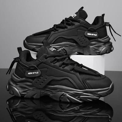 Men's Thick Soled Breathable Casual Sports Shoes Four Seasonal Outdoor Running Shoes Lace Up Soft Soles Walking Shoes Sneakers