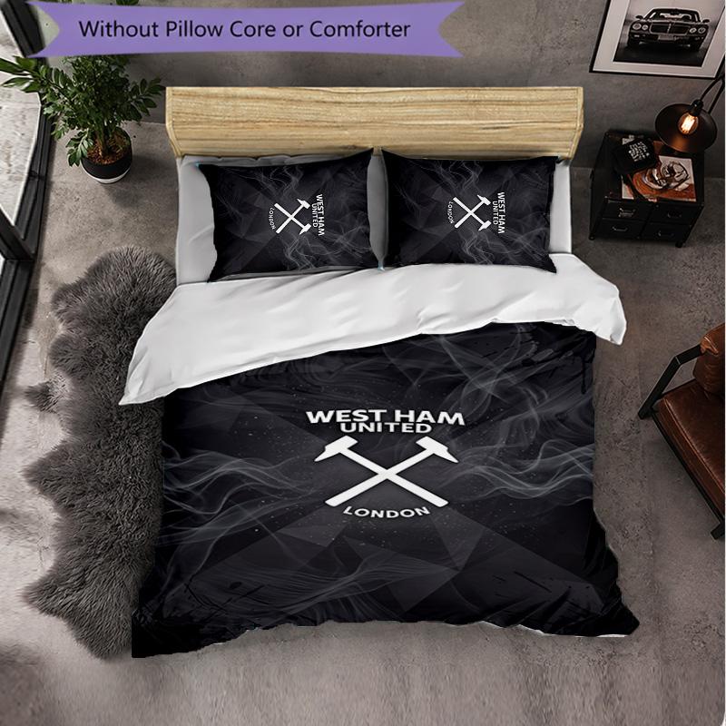 West Ham United Calcio Set Biancheria da Letto 3 Pezzi Morbido Set Copripiumino con Federe Set Decorazione Camera da Letto per la Casa