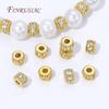 5/10Pcs 18K Gold Plated Spacer Beads For Jewelry Making,Zircon Round Beads Separators,Necklaces Bead DIY Jewelry Accessories