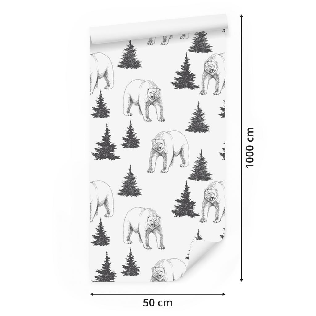 Bears and Spruces Wallpaper for Living Room and Bedroom 50x1000