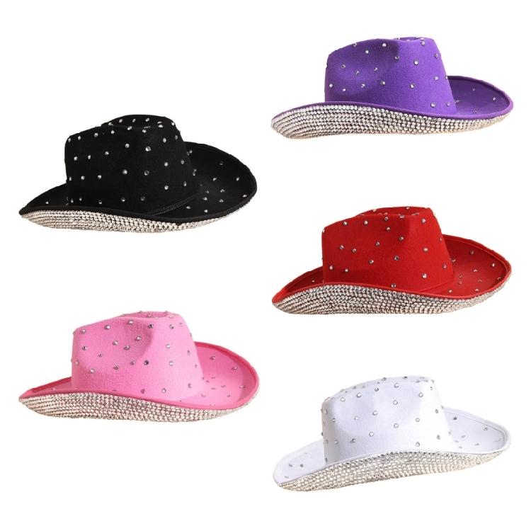 Cowgirl Hat Sparkly Cowboy Hat Panama Hat for Parties Music Festivals