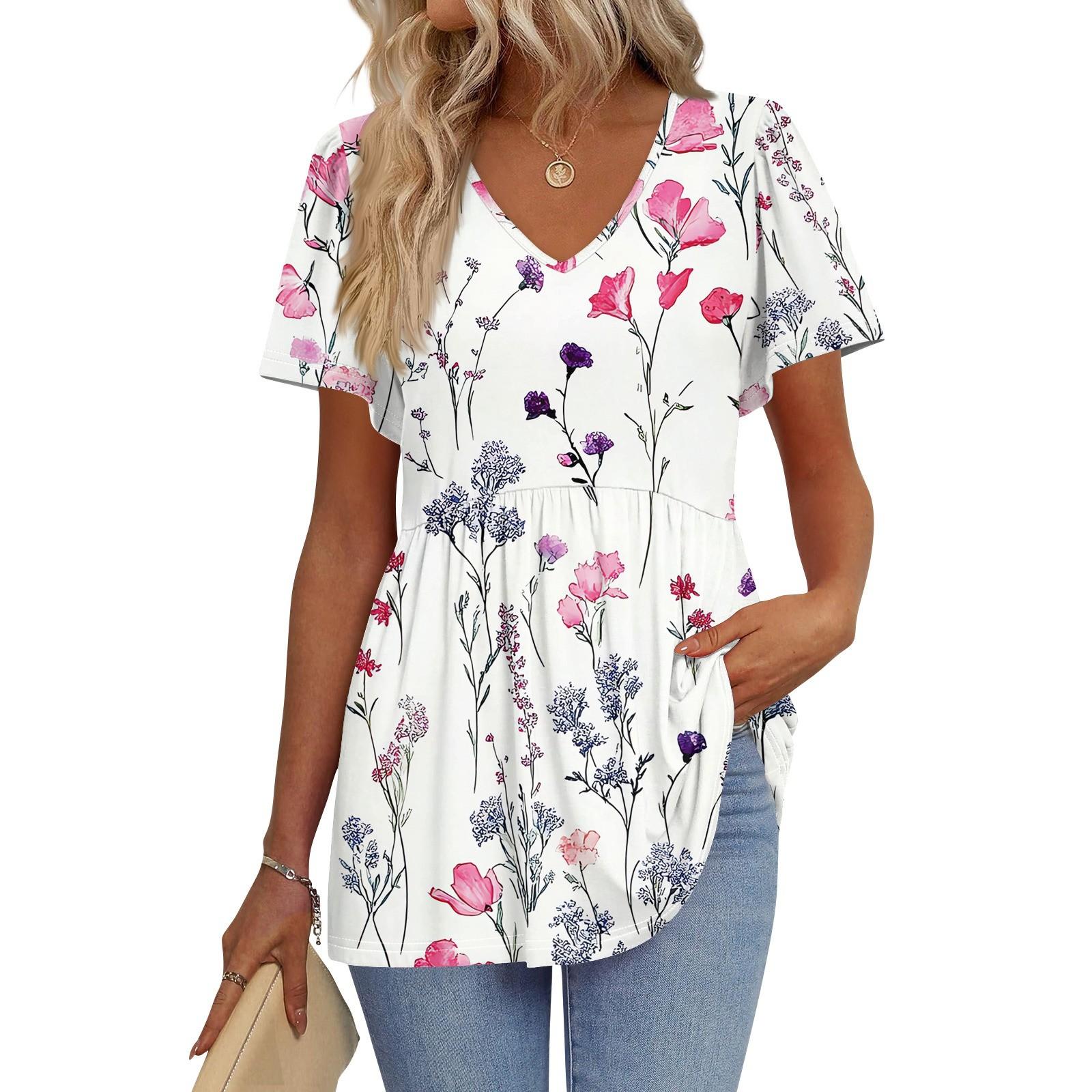 

Женские рубашки с коротким рукавом и оборками, повседневные наряды, модная футболка, топ XL белый