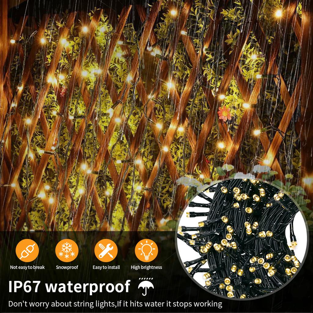 Outdoor Waterproof Solar Panel LED Fairy String Large Capacity Battery 1200mah 10m-100m Lamp Garden Tree Garland Christmas Decor