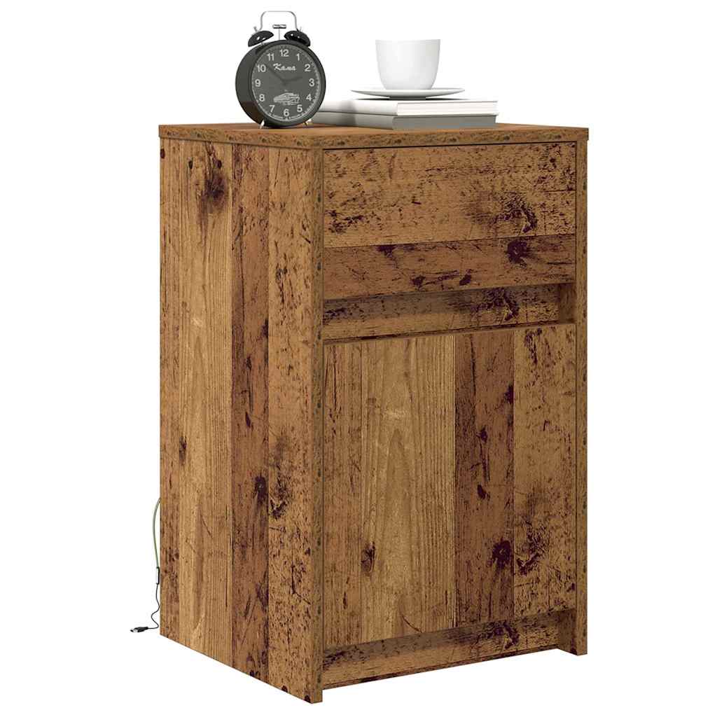 LED Nightstand 2 pcs Reclaimed Wood Look 38 x 34 x 61 cm Engineered Wood
