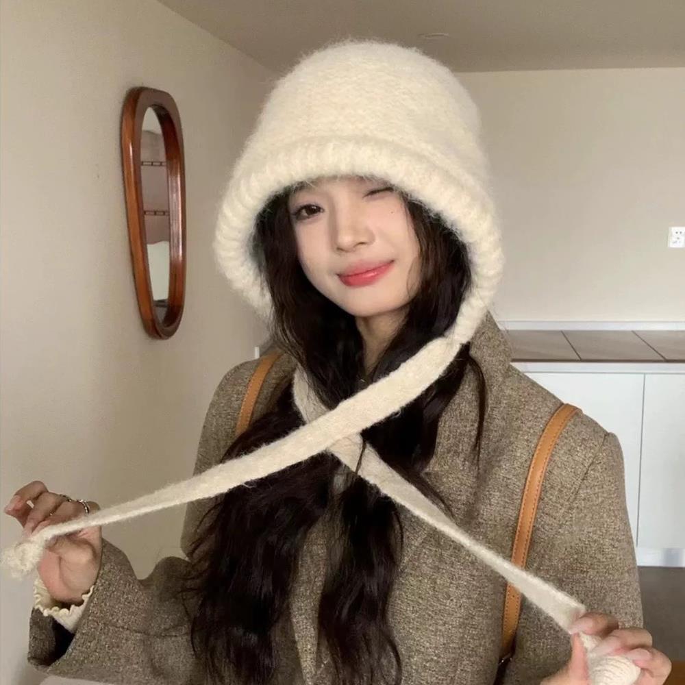 

Жіночі в язані шапки з капюшоном Зимові балаклави Шапки Жіночий капюшон на голову Шарф-капюшон на зав язці Шапка-капюшон Цілісна тепла повсякденна зимова шапка