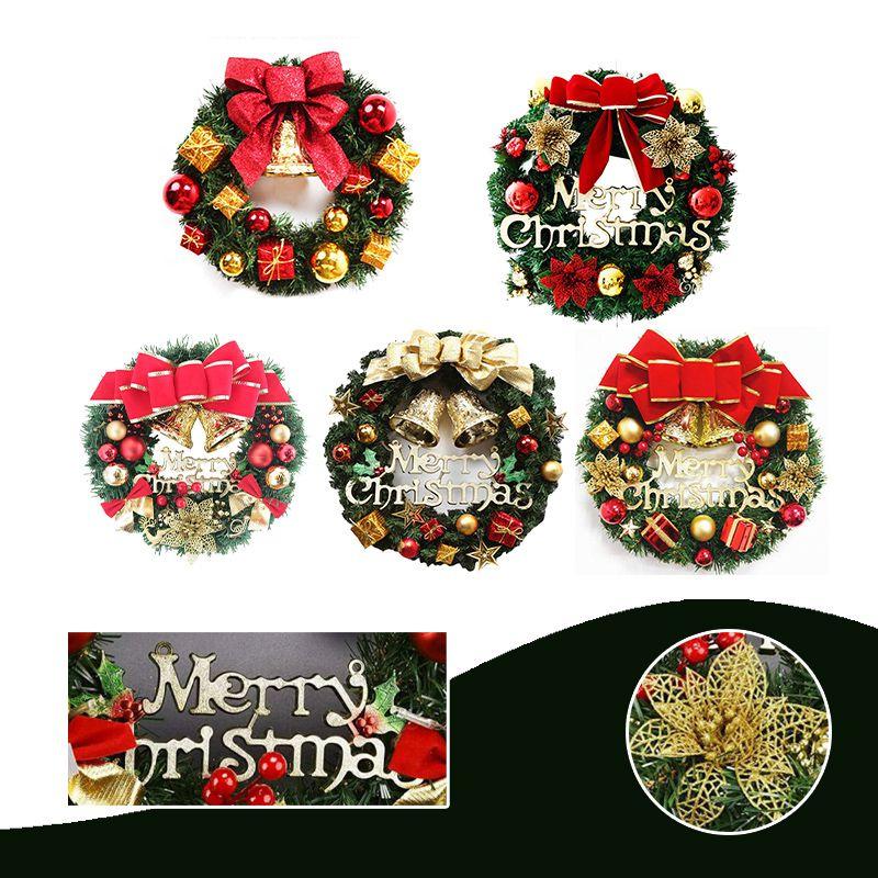 Wreath Christmas Merry Garland Xmas Front Door Wall Decoration Ornament Bell