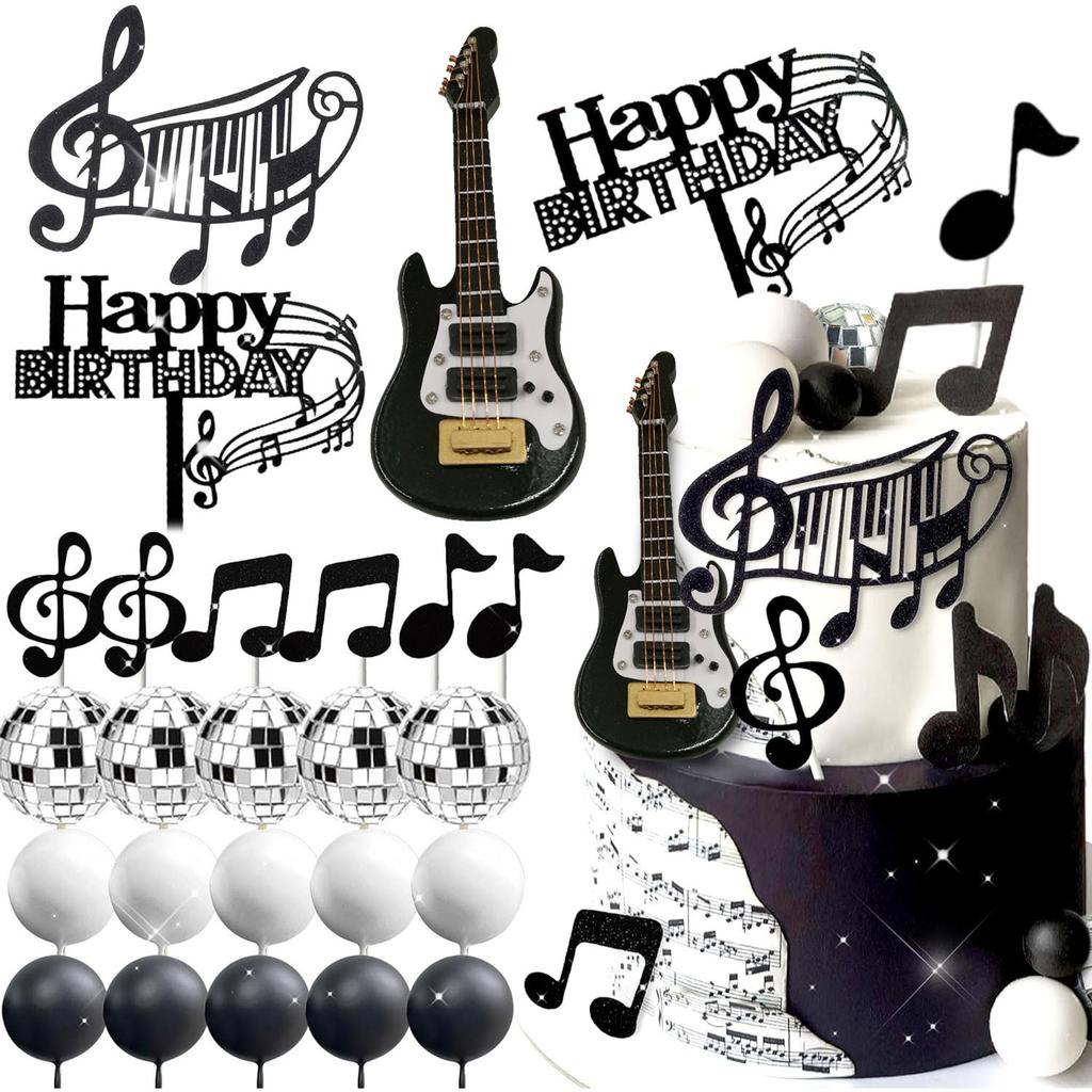 Music Cake Toppers Musical Birthday Party Cake Decorations for Musical Cake Toppers Set Girls Music Karaoke Theme Birthday Party