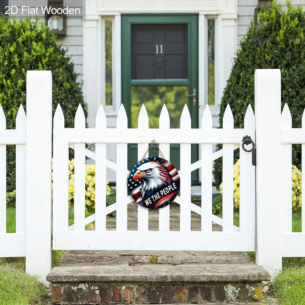 Patriotic Eagle Wooden Sign, Charming Round Sign for Front Door, Wall Hanging Decor - Ideal 4th of July & Memorial Day Gift for Patriots