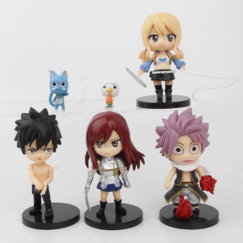 5Pcs/1Set Anime FAIRY TAIL Figure Etherious Lucy Heartfilia Model toys Erza Scarlet Gray Fullbuster Set Collection Doll Gift