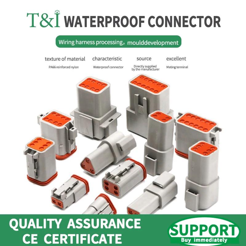 

1/5/10 Комплекти DT 2P/3P/4P/6P/8P 22-16AWG Водонепроникний роз єм Deutsch Connector Набір штекерів DT06-2S DT04-2P DT04-3P 1 Sets