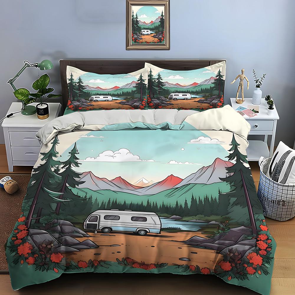 Outdoor camping enthusiasts Print Bedding Set Duvet Cover 1 Duvet Cover 2 Pillowcases Adult and Children Bedding Set Luxury Gift