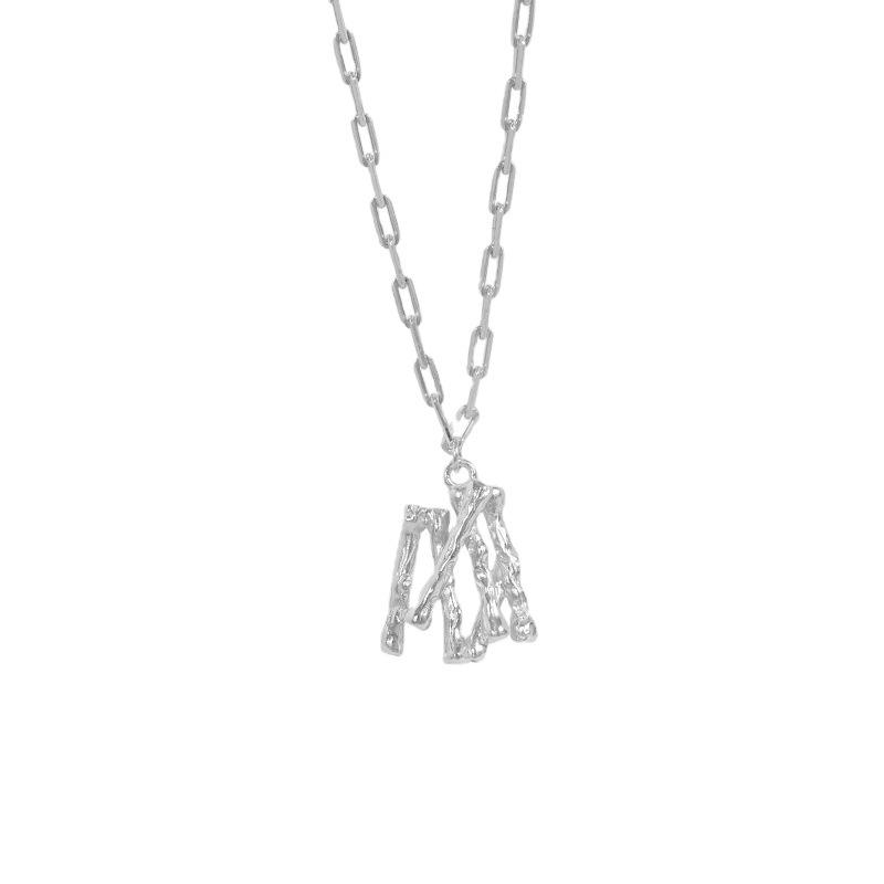 Korean Style Sparkly Retro Letter Necklace – Creative Layered Clavicle Chain for Women