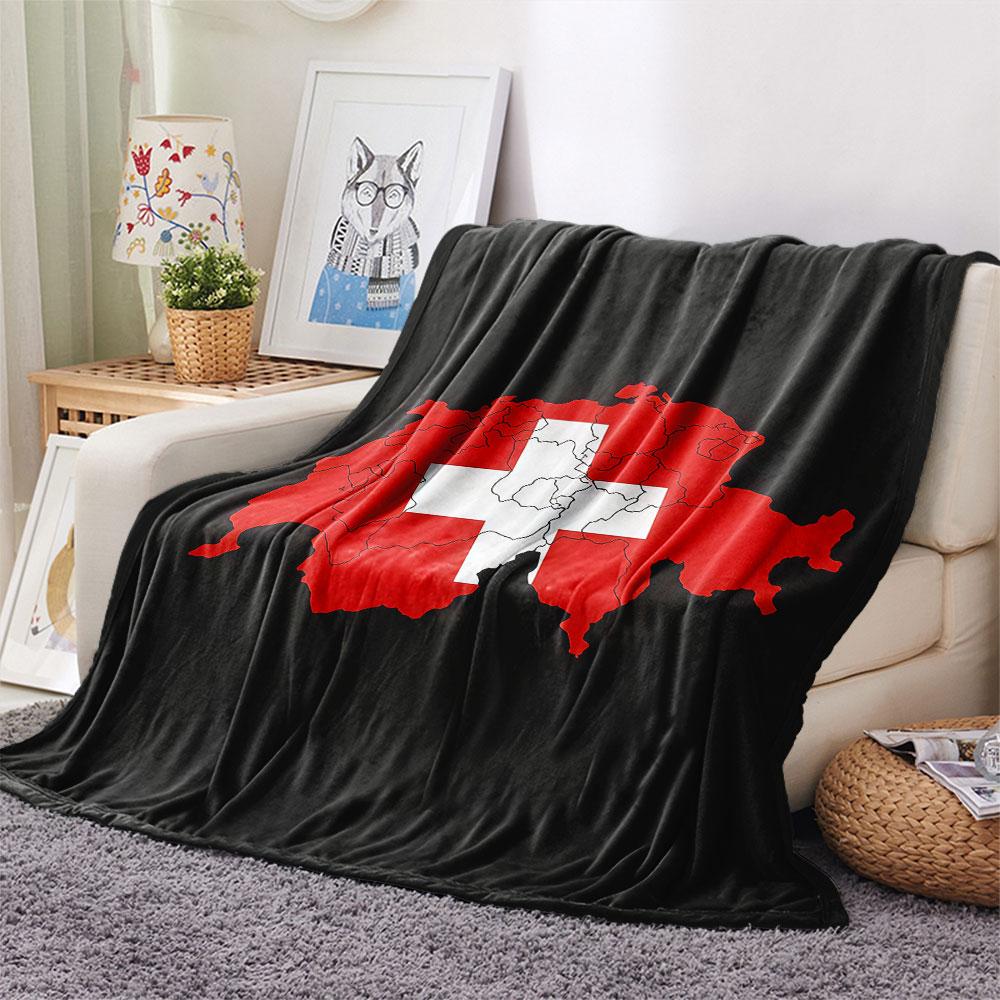 1PC Switzerland National Football Team Patterned Flannel Blanket Suitable For All Seasons for Home Decor Warmth and Comfort Gifts Holiday Present