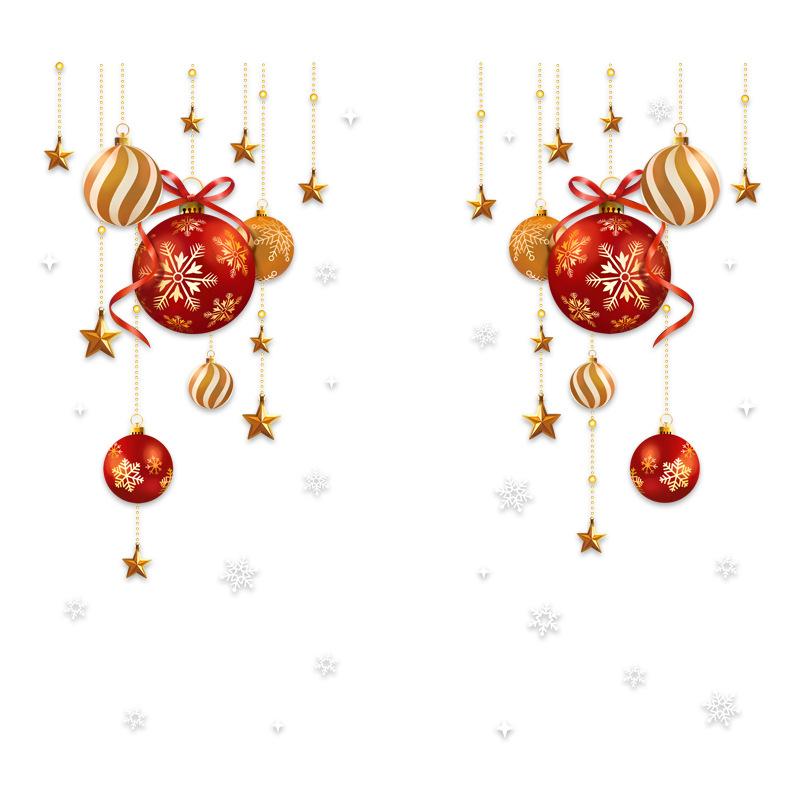 Christmas stickers, festive atmosphere decoration, colorful balls, stars, snowflakes, stickers, decorative glass window stickers