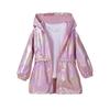 2-9 let Dětský Dívčí Lesklý Kabát s Kapucí Vodotěsná Bunda na Zip