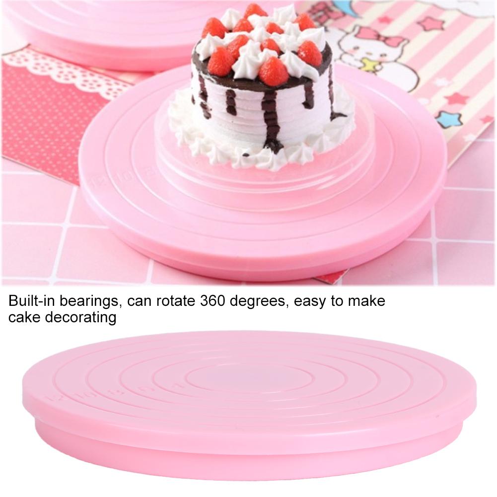 2Pcs Mini 360 Degree Rotating Cake Base Stand Decorating Turntable Kitchen Baking Tool