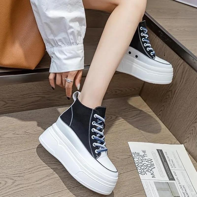 Fashion 2025 New Women's Ankle Boots Fashion Cowboy Knight Boot Punk Gothic Classic Denim Canvas Shoes Short Goth Platform Shoes