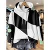 Womens Relaxed Fit Hooded Long Sleeve Sweatshirt With 3D Floral Plaid Print Breathable Comfort Casual Top