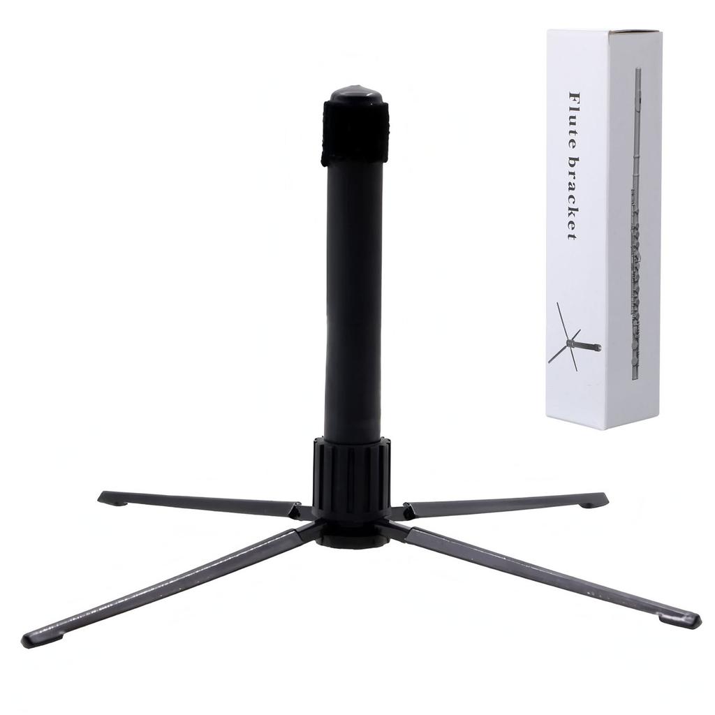 Portable, Foldable Flute/Piccolo Stand - 4-Leg Metal Base Flute Stand (Color Box Packaging)