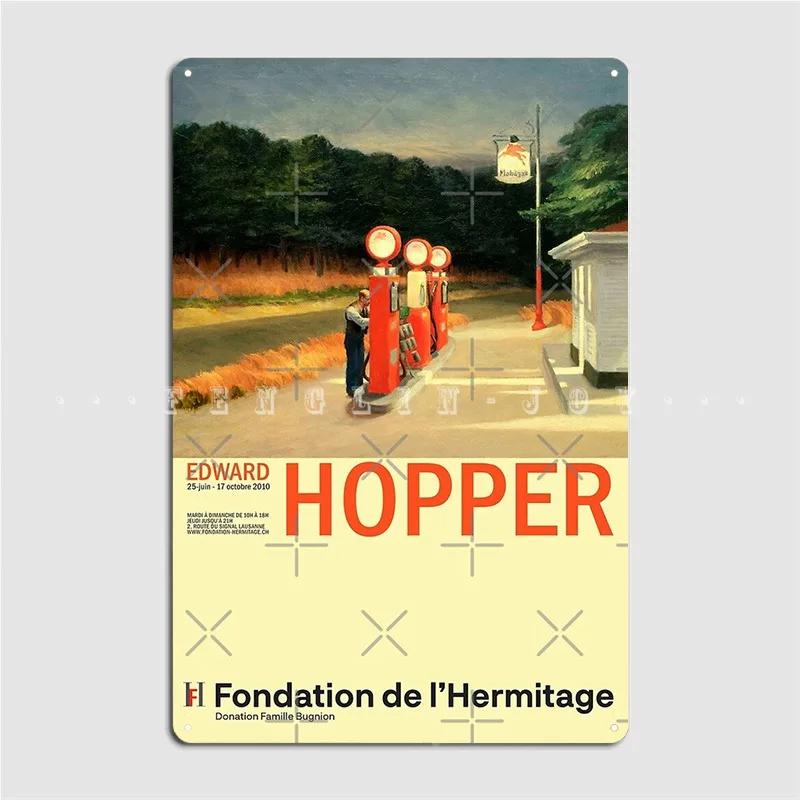 

Edward Hopper Gas Minimalist Exhibition Art Metal Sign Plaques Cave Pub Customize Cinema Kitchen Tin Sign Poster 20x30cm（7.8x11.8inch）