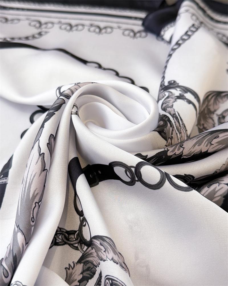 Novo lenço quadrado de cetim de marca de luxo estampado fita de cabelo cachecol da moda para mulheres lenço de pescoço bandana cores sólidas xale faixa de cabeça