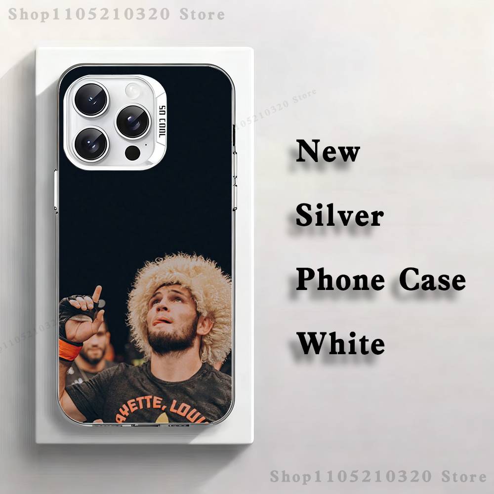 Boxing K-Khabibs Champion Phone Case For iPhone 17,16,15,14,13,12,11,Mini,Pro,E,MAX White Matte Silicone Whtie Cover