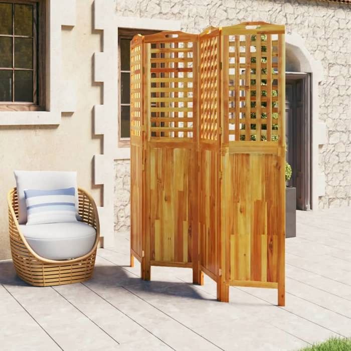 Cloison de séparation - Maison Exclusive - 4 panneaux - Bois d'acacia massif - 162x2x180 cm