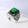 Retro Etnikai Férfi Gyűrűk: Berakott Piros és Zöld Cirkon, Koreai Stílusú Divat