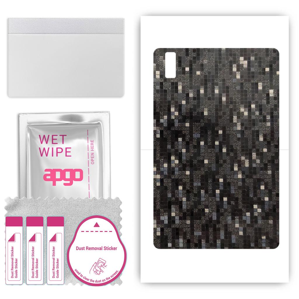 apgo Adesivo Skin Protettiva per il retro compatibile con Blackview Tab 11, Pellicola Avvolgente, Foglio, Vinile - Modello Carbon Black Pixel