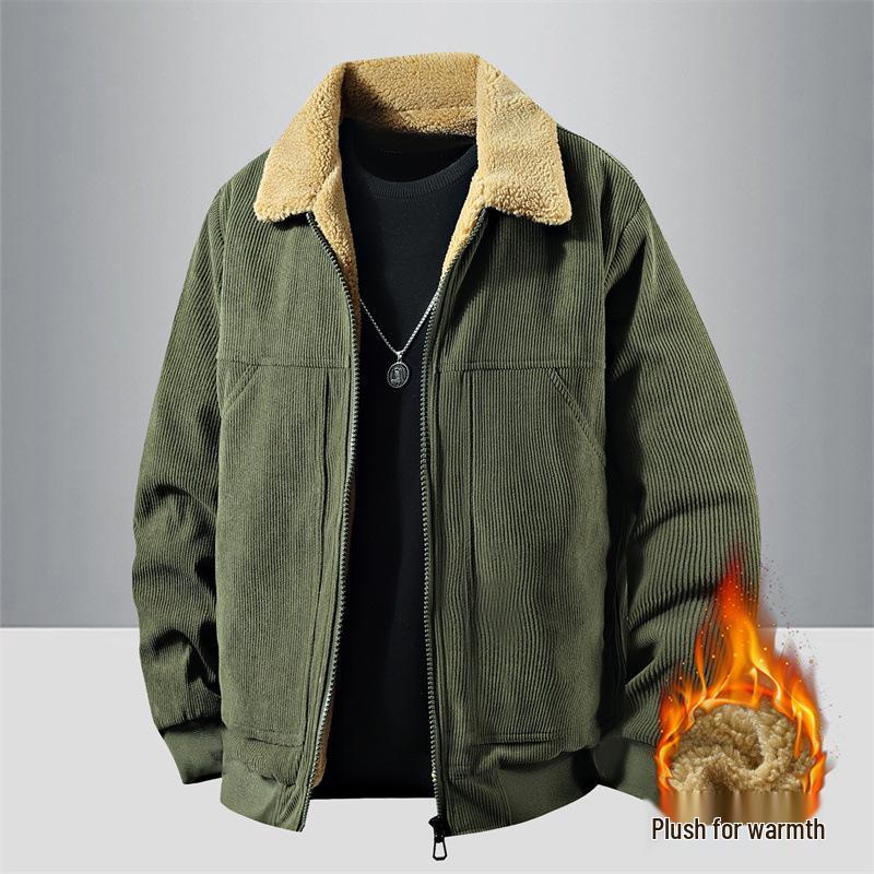Men's Corduroy Velvet-Lined Winter Jacket - Trendy Casual Lapel Style 2025