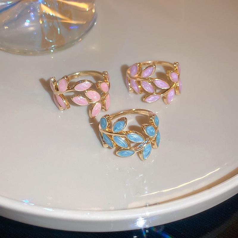 

Colorful Leaf Open Ring - Versatile & Elegant Finger Jewelry for Women