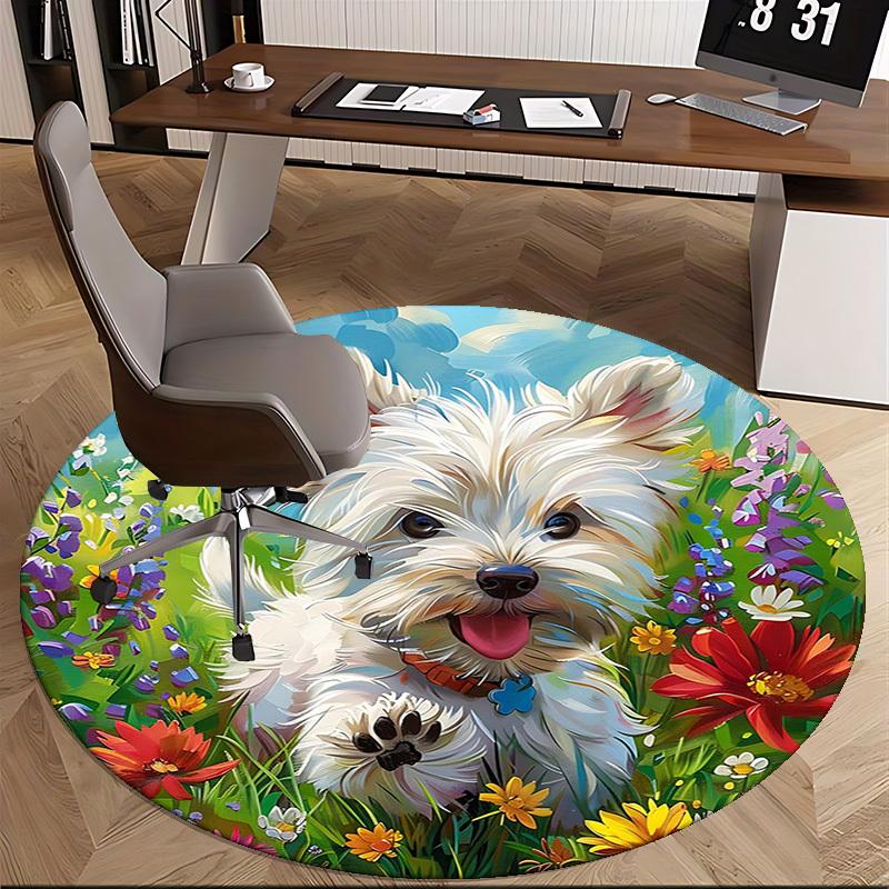 1pc Anime Design Round Carpet Office Chair Mat, Non Slip Rug for Home Decor, All Seasons