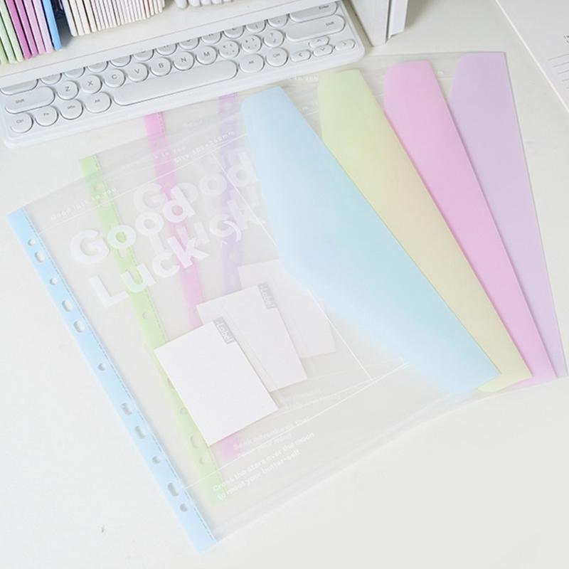 4/6/8Pcs 11 Holes Punched Pocket Water Resistant Letter Size Document Wallet with Clear Label Window for Office School
