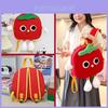 Cartoon Tomato Canvas Backpack With Easyaccess Compartments And Fun Cartoon Pattern For Students