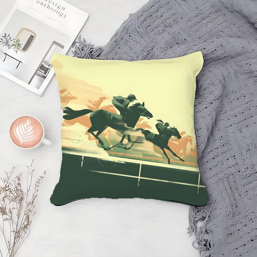 Competition Promotion Horse Racing Pillow Case Printing Pillowcase Living Room Sofa Cushion Cover Bedroom Room Decor