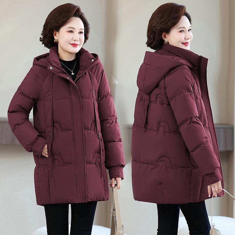 Medium and the Elderly Women's Large Size Winter Clothes New Thickened Cotton-padded Clothes Fashion Mother Medium and Long Warm Jacket Jacket