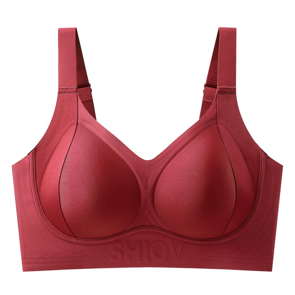 Plus-size Lingerie Women's Lift Anti-sagging Seamless Bra Adjustable Bra Thin Fixed Cup Bra Push Up Bra