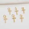 14K Gold-Filled Diamond Mini Cross Pendant for DIY Bracelets and Necklaces