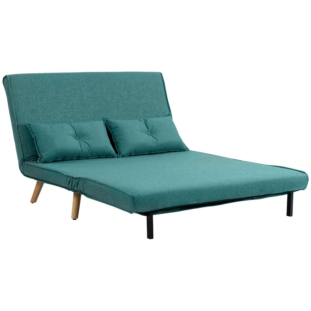 Two-Seater Linen-Look Sofa Bed - Green