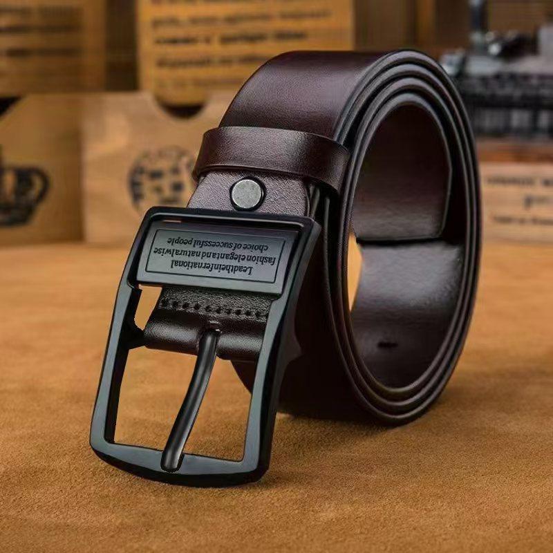 Men's Simple English Alloy Pin Buckle Belt Vintage Automatic Casual Versatile for Young And Middle-Aged