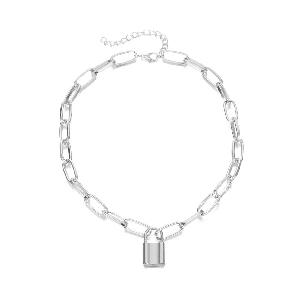 Trendy And Bold Geometric Lock Necklace For Women With Durable Alloy And Unique Layered Design Perfect For Chic Fashion Looks An