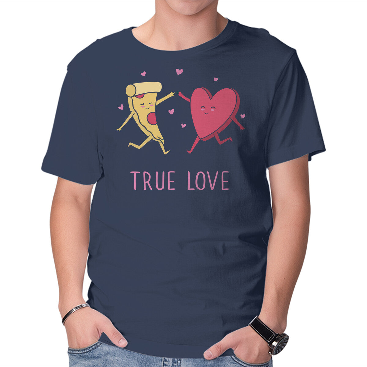 Unisex Crew Neck T-Shirt True Pizza Love Graphic Short Sleeve Casual Tee XL