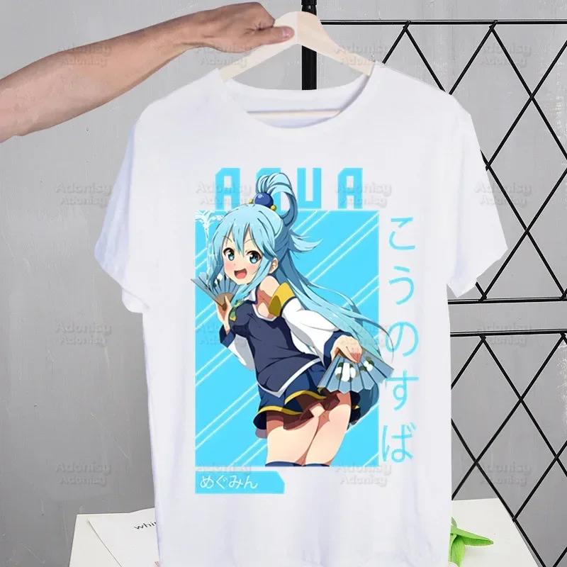 KonoSuba Megumin Kono Subarashii Kazuma Tshirts Men Shirt Harajaku Mens Clothing Summer Streetwear Casual Tee Short Sleeve Tops