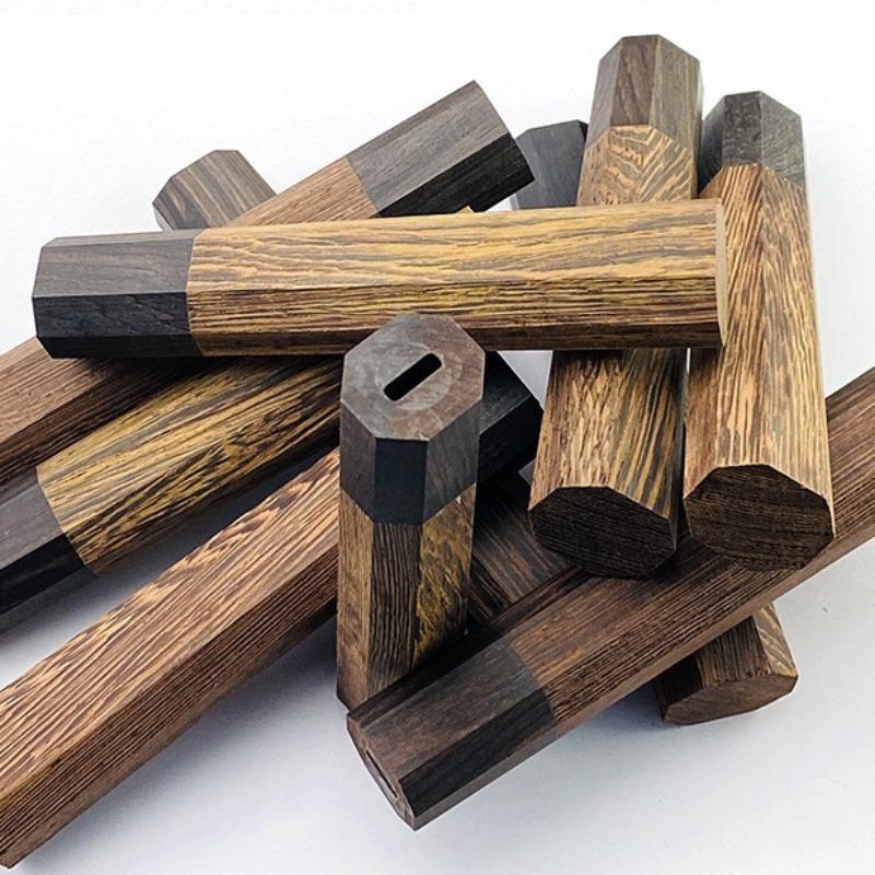 1piece Wenge Wood + Ebony Octagonal Knife Handle for DIY Semi-finished Damascus Knife Handle Material Kitchen Knife Handle