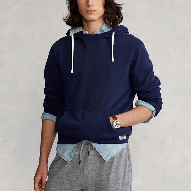 Polo Ralph Lauren FW22 Solid Color Hooded Pullover Long Sleeve Sweatshirt Men Sweatshirt Navy-Blue MNPOKNI16821638-410
