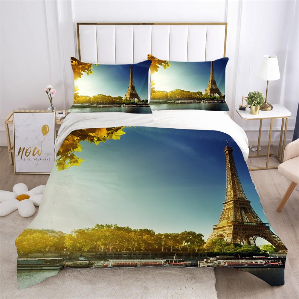 Architectural Printed Bedding Set Microfiber Teens Double Size Bed Set Cover Fashion Highend Home Textiles