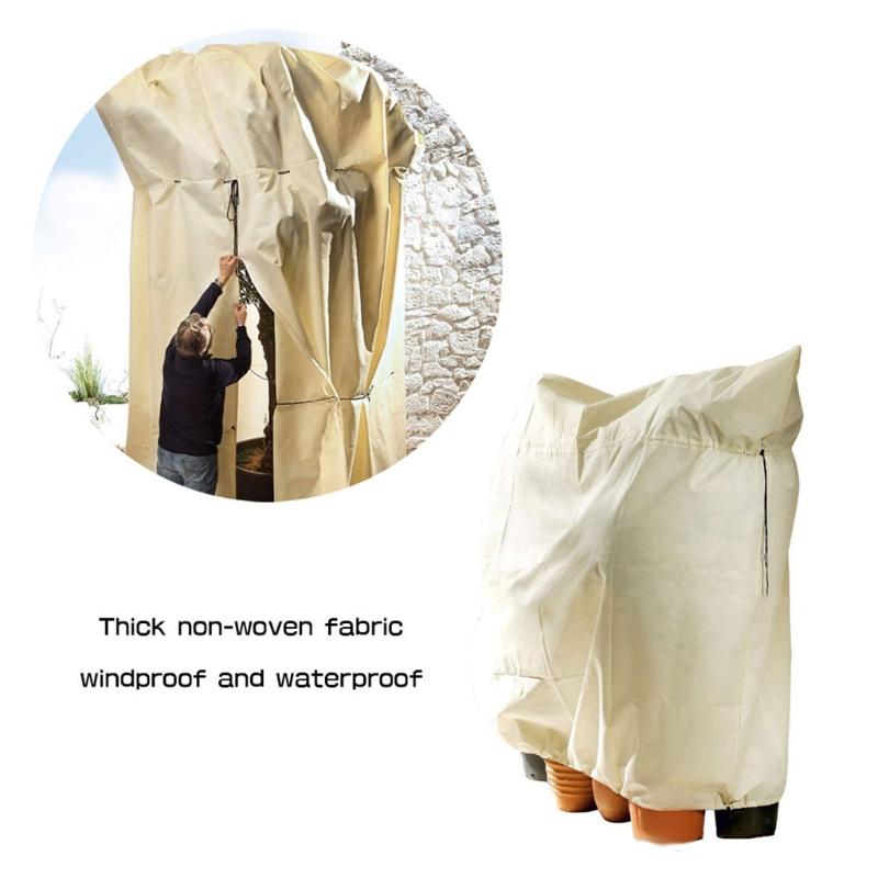 Antifreeze Plant Covers with Suck Rope Design Reusable PVC Non-woven Freeze for Protection Fits for Shrubs/ Potted Flowe