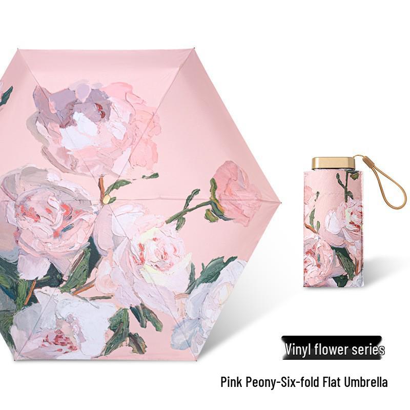 Zhi Retro Cherry Six-Fold Dual-Use Sunscreen Umbrella