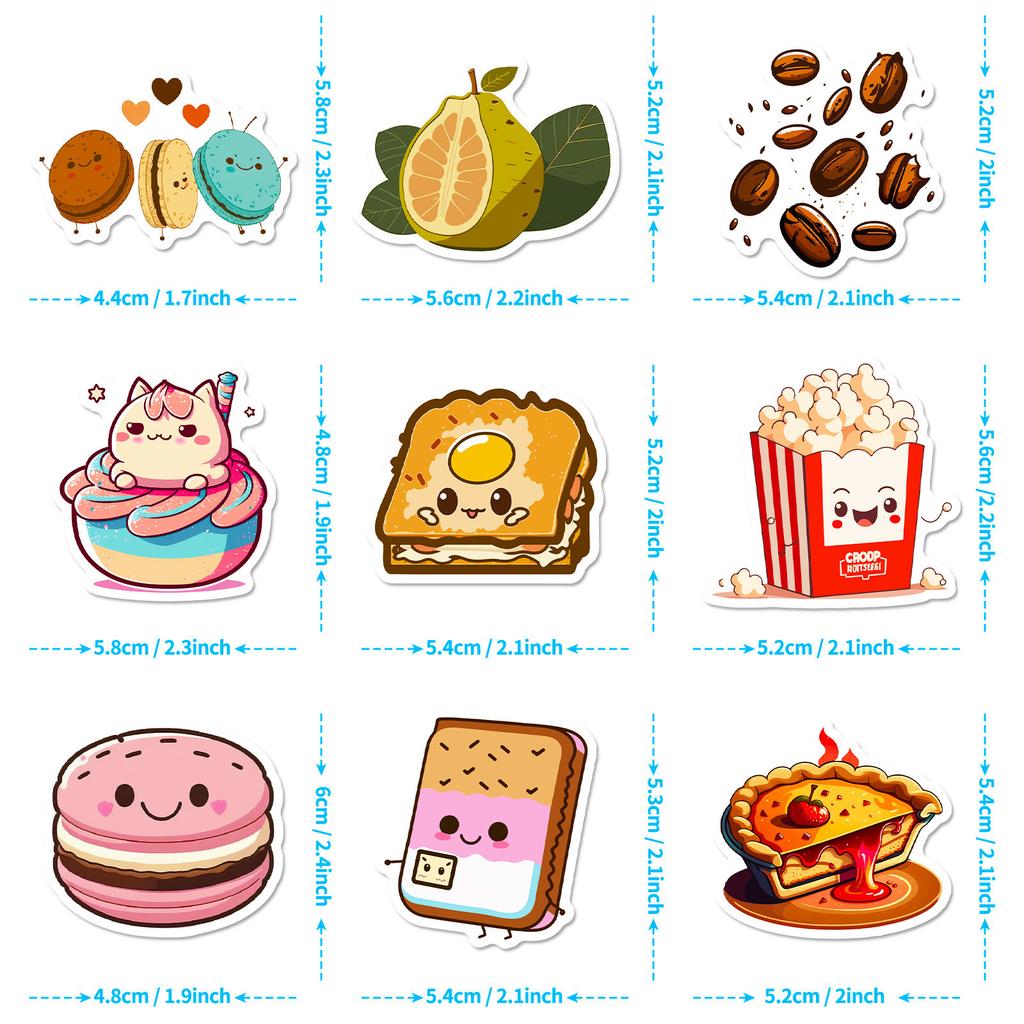 50 Animal Food Donut Stickers New Product Cute Donuts Children Cartoon Stickers